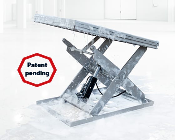 translyft hygienic design lifting table with patent mark